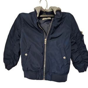 H&M Navy Jacket and Grey Removable Hood Boys Size 2-4 Years